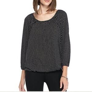 Michael Kors polka dot scoop neck peasant blouse size extra small